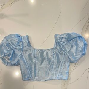 Topshop puffed sleeve crop top